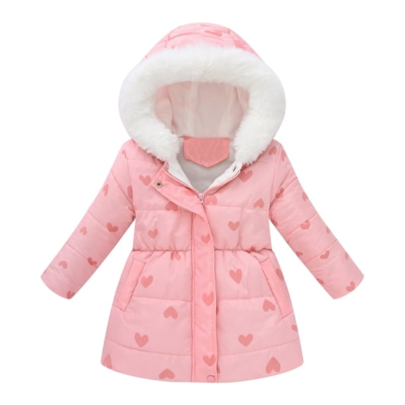 Rhuody Girl'S Coats 4-5 Years Winter Zipper Long Sleeve Outwear Graphic Prints Windproof Jacket Charm Playwear