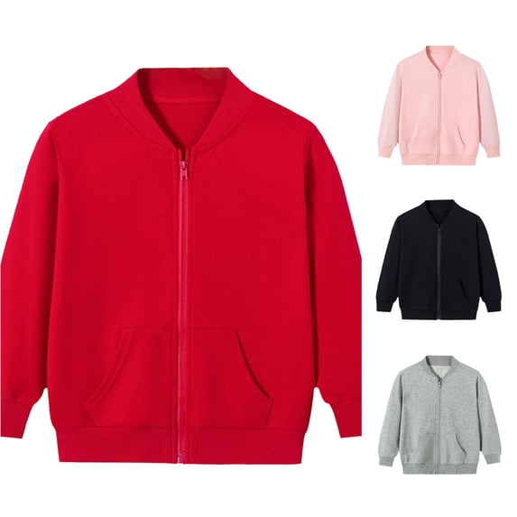 Rhuody Girl'S Coats 6-7 Years Fall Zipper Outerwear Long Sleeve Solid Color Jacket With Pocket Fashion Clothing
