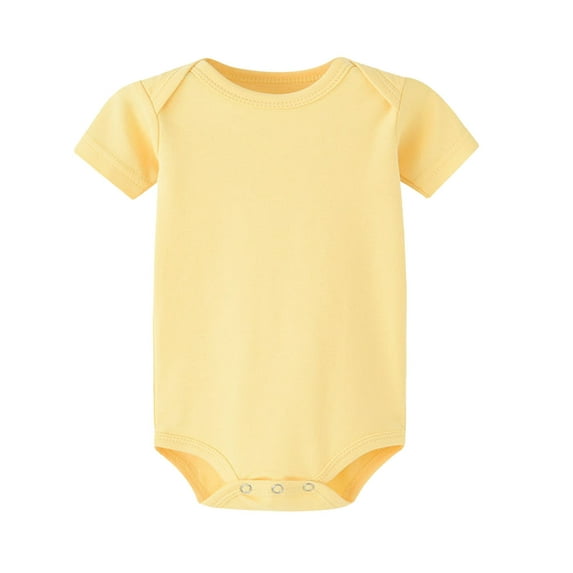 Rhuody Girl'S Onesies Crewneck Bodysuits Infants Summer Baby Girl Jumpsuits Short Sleeve Rompers Toddlers Durable Wear Light Yellow 12-18 Months