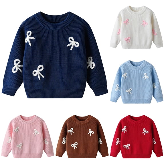Rhuody Girl'S Sweater Crewneck Sweaters Long Sleeve Cartoon Graphic Top Basic Winter Wear 3-4 Years Bu1