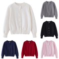 thumbnail image 1 of Rhuody Girl'S Sweater Long Sleeve Button Cartoon Prints Cardigan Round Neck Top Durable Wear 11-12 Years White, 1 of 7