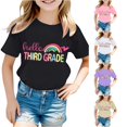 thumbnail image 1 of Rhuody Girl Tops Back To School Short Sleeve Cartoon Letter Pattern O Neck Tee 8-9 Years Black, 1 of 4