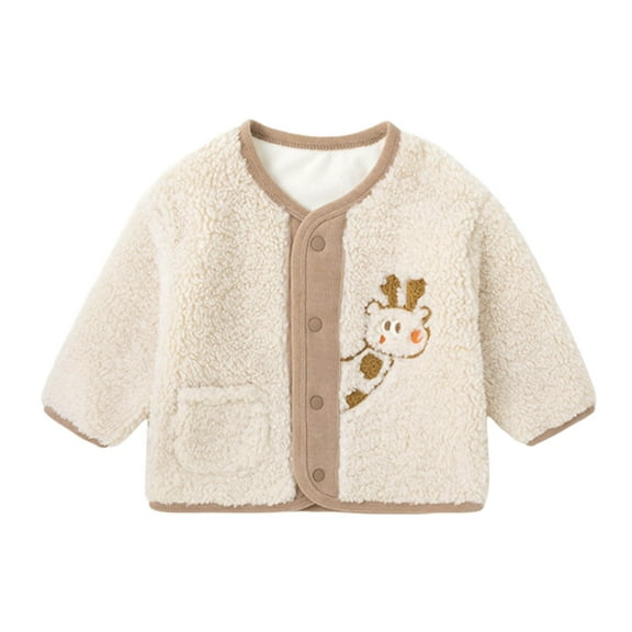 Rhuody Girls Coat Long Sleeve Winter Style Girls Coat And Jacket For Children Outerwear For Boys And Girls Simple Style Soft Outerwear Beige 18-24 Months