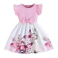 thumbnail image 1 of Rhuody Girls Dresses Children Fly Sleeve Cartoon Prints Bowknot Dresses Clothes Toddler Trend Casual Wear Pink 2-3 Years, 1 of 6