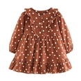 thumbnail image 1 of Rhuody Girls' Dresses Long Sleeve Christmas Dress Star Printed Red Santa Round Neck Xmas A Line Dress Child Adorable Back To School Outfits Coffee 8-9 Years, 1 of 9