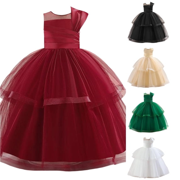 Rhuody Girls Dresses Paghetti Strap Fluffy Tulle Flower Girl Dress Solid Color Colors Kids Wedding Formal Gown Charm Playsuit