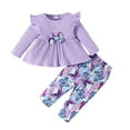 thumbnail image 1 of Rhuody Girls Fall Outfits Crewneck Long Sleeve Print Tops And Pants 2Pcs Clothes Set For Children Clothes Purple 2-3 Years, 1 of 6
