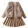 thumbnail image 1 of Rhuody Girls Fall Outfits Winter Vest With Long Sleeve Top And Plaid Pleated Skirt 3 Piece Party Dress Handsome Daily Wear Khaki 5-6 Years, 1 of 9