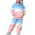 thumbnail image 1 of Rhuody Girls Outfits Ice Cream Print Hooded Long Sleeve Top And Pants Athletic Hoodie Sweatshirt And Active Jogger Sweatpants Blue 2-3 Years, 1 of 8