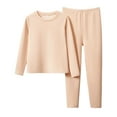 thumbnail image 1 of Rhuody Girls Pajamas Girls Thermal Underwear Set Soft Long Sleeve Kids Base Layer Outfit Cozy Winter Sleepwear Durable Jammies Beige 5 Years, 1 of 8