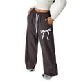 thumbnail image 1 of Rhuody Girls Pants Loose Fit Bow Back Pocket Jogger Pants Straight Leg Athletic Sweatpants Teen Comfort Play Outfit High Waist Slacks Adorable Wear Brown 14-15 Years, 1 of 8
