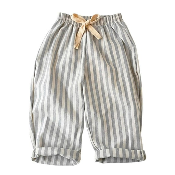 Rhuody Girls Sweatpants 18-24 Months Spring Straight Leg Stipe Kids Baby Minimalist Striped Pants Daily Elastic Waist Pants Classic Girl Clothes Light Blue