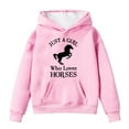 thumbnail image 1 of Rhuody Girls Sweatshirt Winter Warm Pullover With Pocket Horse Print Long Sleeve Hooded Sweatshirt Retro Outfits Pink 12-13 Years, 1 of 4