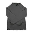 thumbnail image 1 of Rhuody Girls T Shirt Short Sleeve Blouse With Bow Tie Detail And Ruffle Trim Crewneck Solid Color Tee Elegant Basic Playsuit Dark Gray 7-8 Years, 1 of 6