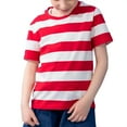 thumbnail image 1 of Rhuody Girls T Shirt Short Sleeve Crewneck Tee Stripe Prints Summer Striped T Shirts Color Block Crewneck Pullover Tops Blouse Trend Basic Playsuit Red 4-5 Years, 1 of 5