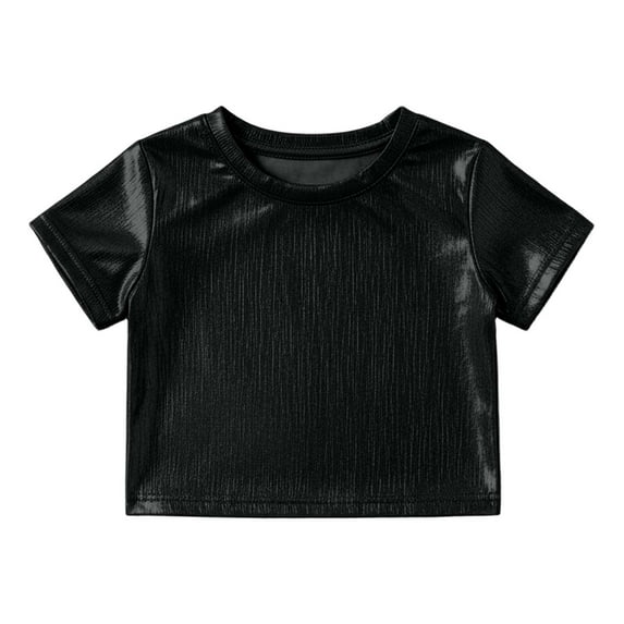 Rhuody Girls T Shirts Short Sleeve Blouse Sequins T Shirt O Neck Tops Adorable Tee Clothes Black 3-4 Years