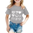 thumbnail image 1 of Rhuody Girls Tops Round Neck Tee Short Sleeve Cartoon Heart Prints T Shirt Tops Classic Daily Wear 1-2 Years Light Gray, 1 of 3