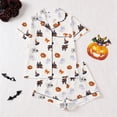 thumbnail image 1 of Rhuody Halloween Girl Pajamas Lapel Button Down Sleepwear Short Sleeve T Shirt Shorts Pumpkin Pattern Homewear 11-12 Years Leisure Clothes White, 1 of 8