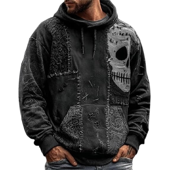 Rhuody Halloween Mens Hoodies Long Sleeve Graphic Prints Pullover Hooded Sweatshirt S Black