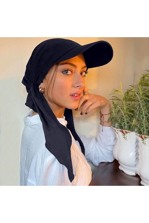 Hat Baseball Hat Cap Hijab Shawl Simple Fabric Turban Summer Breathable Headscarf Hijab Cap For Women Men Retro Wear Navy