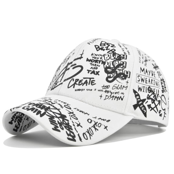 Rhuody Hat Men And Women Regular Youth Retro Letters Colorful High Street Cap Baseball Cap Handsome Wear White