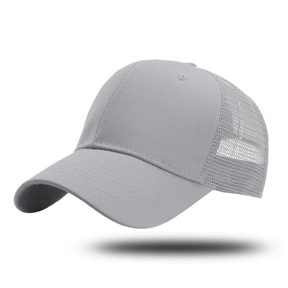Rhuody Hat Trucker Hat Baseball Cap Structured Plain Design 6 Panel Adjustable Size Basic Wear Grey