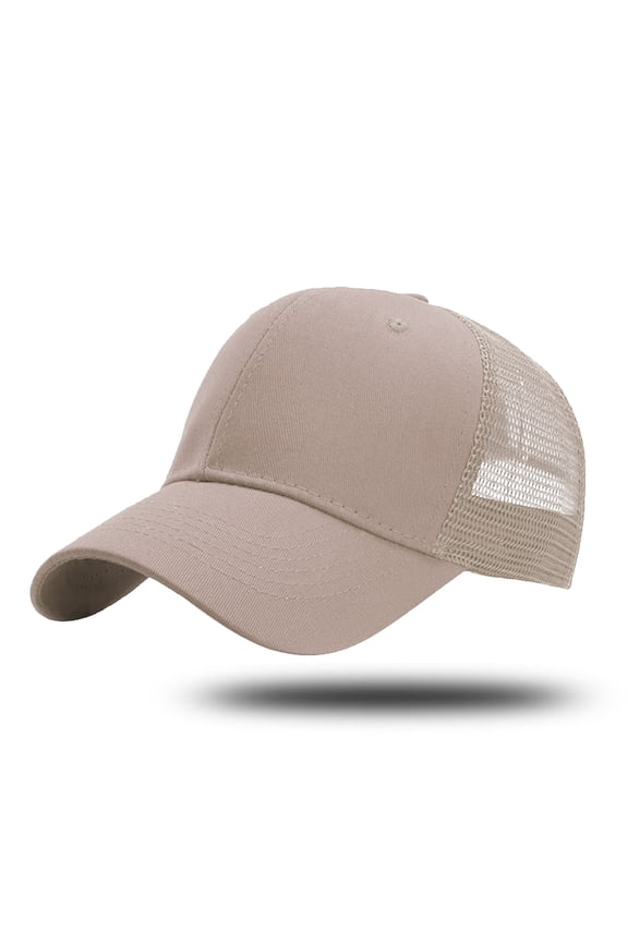 Hat Trucker Hat Baseball Cap Structured Plain Design 6 Panel Adjustable Size Versatile Accessories Khaki