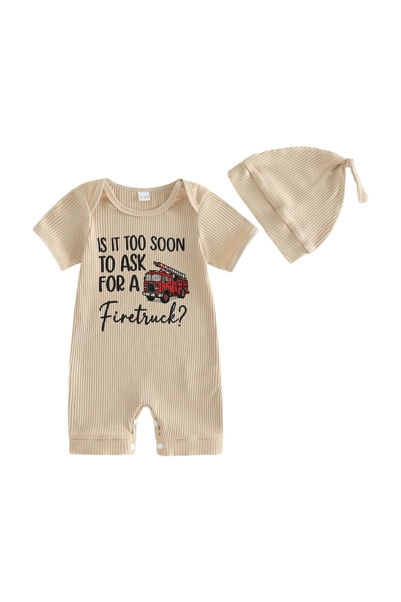 Infant Romper For Boys 6-12 Months Summer Short Sleeve Bodysuit Ribbed Crotch Snap Opening Hooded Onesies Retro Wear Khaki