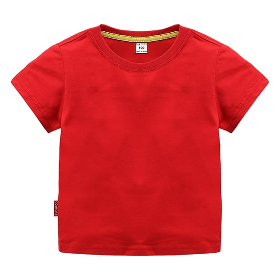 Rhuody Kids Clothes For Boys 6-7 Years Solid Color T Shirt Summer Short Sleeve Round Neck Tops Lovely Casual Playsuit Red
