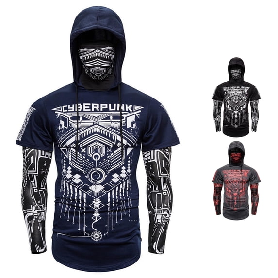 Rhuody Men Fall Hoodies Graphic Prints Long Sleeve Hooded Sweatshirt L Navy