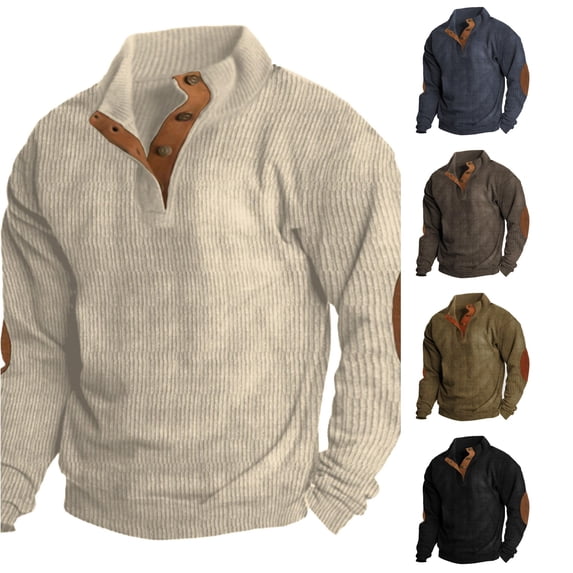 Rhuody Men Fall Sweatshirts Long Sleeve Hoodies Crewneck Solid Color Loose Fit Sweatshirt S White