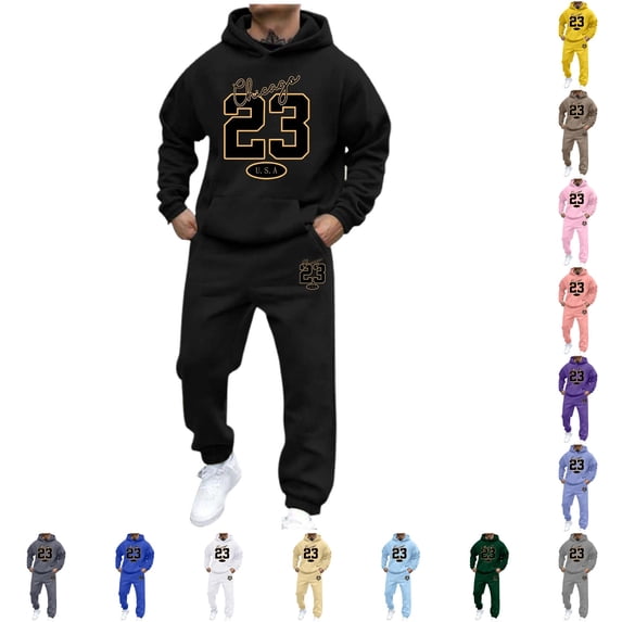 Rhuody Men Hoodies Long Sleeve Hoodie Set Graphic Prints Sweatshirt Retro Wear M Black