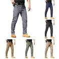 Rhuody Men Pants Elastic Waist Straight Leg Solid Color Trousers With ...