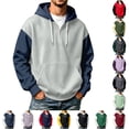 thumbnail image 1 of Rhuody Men Winter Hoodies O Neck Color Match Long Sleeve Sweatshirts Pullover Sweatshirt With Pocket 4Xl Light Gray1, 1 of 4
