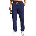 thumbnail image 1 of Rhuody Mens Casual Pants Loose Fit Tapered Joggers Straight Leg For Autumn Solid Color Outdoor Wear Mid Waist Trousers Comfortable Clothes Navy M, 1 of 9