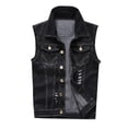thumbnail image 1 of Rhuody Mens Jacket Men'S Slim Fit Worn Denim Tank Top Long Sleeve Vest Coat Warm Tops Black 2Xl, 1 of 2