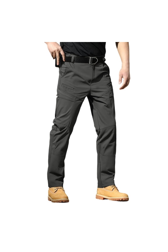 Mens Pant Elastic Waist Versatile Cargo For Outdoor Adventure Travel Hiking Stretch Trousers With Multiple Pockets Fashion Wear Black L
