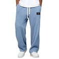 thumbnail image 1 of Rhuody Mens Pants Athletic Workout Bottoms Track Traning Trousers Knit Straight Leg Baggy Everyday Trousers Retro Outfits Blue Xl, 1 of 4