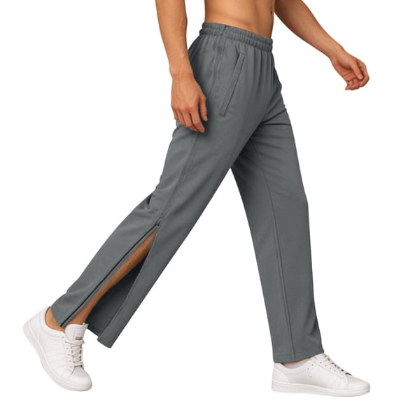 Rhuody Mens Pants High Waist Sweatpants With Zipper Legs For Basketball Training And Gym Workouts Loose Fit Athletic Joggers Casual Clothes Grey M