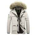 thumbnail image 1 of Rhuody Mens Winter Coats Long Sleeve Winter Leisure Thickened Warm Padded Jacket Long Trend Goose Jacket Handsome Tops Khaki 4Xl, 1 of 2