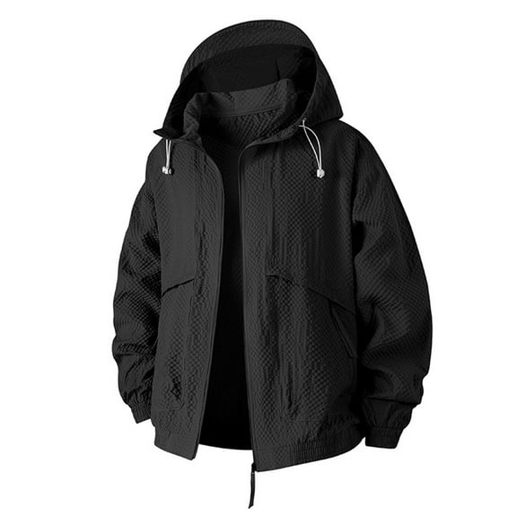 Rhuody Mens Winter Coats Men'S Long Sleeve Jackets Sportswear Breathable Hooded With Side Seam Pockets Ideal Summer Activities Sun Comfortable Tops Black L