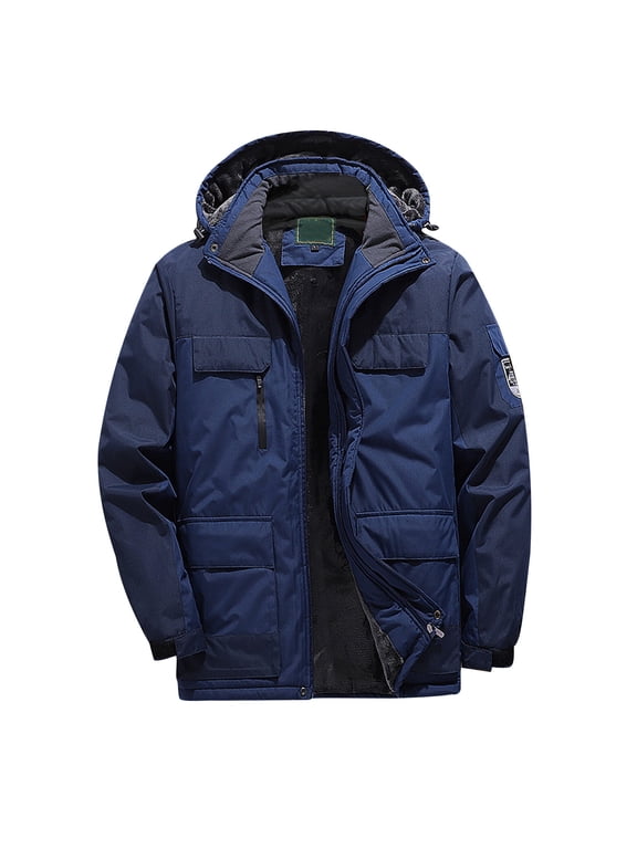Mens Winter Coats Men'S Long Sleeve Plus Size Winter Coat Ski Jacket Warm Jacket Outdoor Hiking Suit 5Xl 9Xl Durable Tops Dark Blue 8Xl