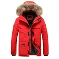 thumbnail image 1 of Rhuody Mens Winter Jacket Long Sleeve Winter Leisure Thickened Warm Padded Jacket Long Trend Goose Jacket Handsome Outfits Red M, 1 of 2