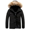 thumbnail image 1 of Rhuody Mens Winter Jacket Long Sleeve Winter Leisure Thickened Warm Padded Jacket Long Trend Handsome Goose Jacket Casual Coats Black L, 1 of 2