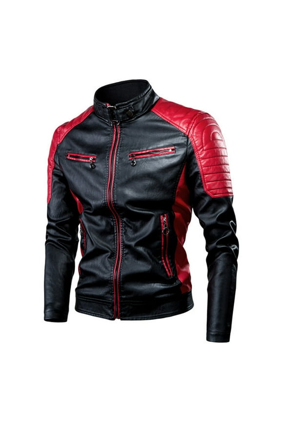 Mens Winter Jacket Men Autumn Winter Long Sleeve Solid Color Coat Sports Zipper Coat Pocket Baseball Clothes Flying Jacket Handsome Coats Red L