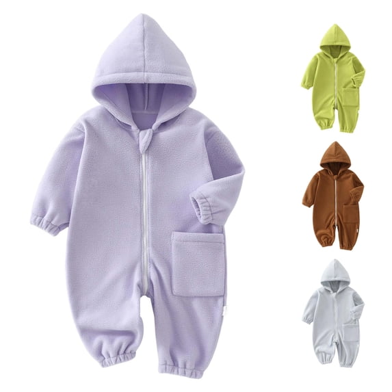 Rhuody Onesies For Boy Winter Round Neck Long Sleeve Solid Color Bodysuits 3-4 Years Purple