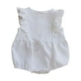 thumbnail image 1 of Rhuody Onesies For Girl Baby Rompers Summer Ruffle Sleeveless Crew Neck Baby Solid Color Jumpsuit Charm Wear Beige 12-18 Months, 1 of 3
