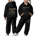 thumbnail image 1 of Rhuody Outfits For Girls Long Sleeve Activewear Pullover Hoodies And Sweatpants Girls Sweatsuit Solid Color Unisex Kids Sweat Suit Black 2-3 Years, 1 of 7