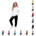 thumbnail image 1 of Rhuody Outfits For Girls Long Sleeve Round Neck Tracksuit Solid Color Hoodies Pants Classic 9-10 Years Big Girls Daily Wear White, 1 of 4