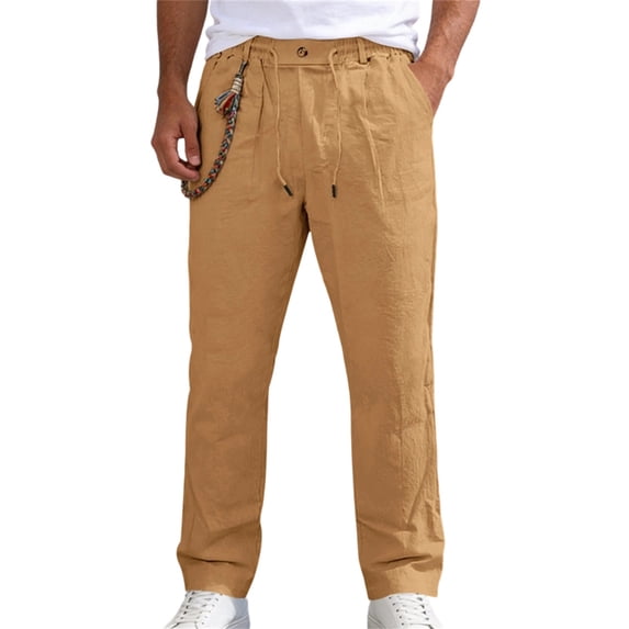 Rhuody Pants For Mens Straight Leg Mid Rise Loose Fit Linen Pants Trousers For Summer Athletic Leisure Wear Casual Clothes 3Xl Yellow